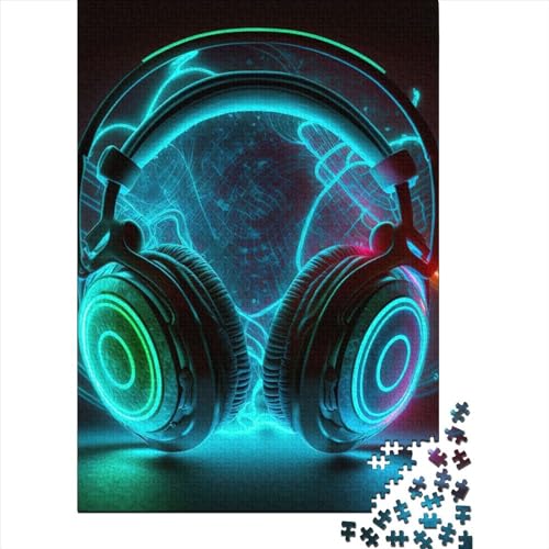 Live-Musik-Neon, schwierige, anspruchsvolle Puzzles, 1000-teiliges Holzpuzzle für Teenager, Geschenke, Puzzles für Erwachsene (Größe 75x50 cm) von LiJianXXR