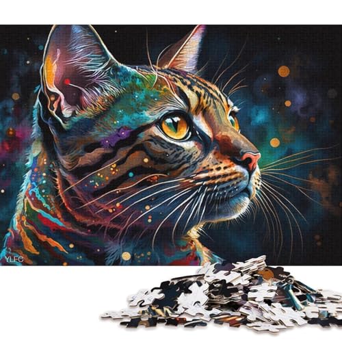 Lustiges Puzzle für Erwachsene, 1000 Teile, Bunte Bengalkatze, Puzzle für Karton, Puzzle, Heimdekoration, Puzzle-Spielzeug (Größe 38 * 26 cm) von LiJianXXR