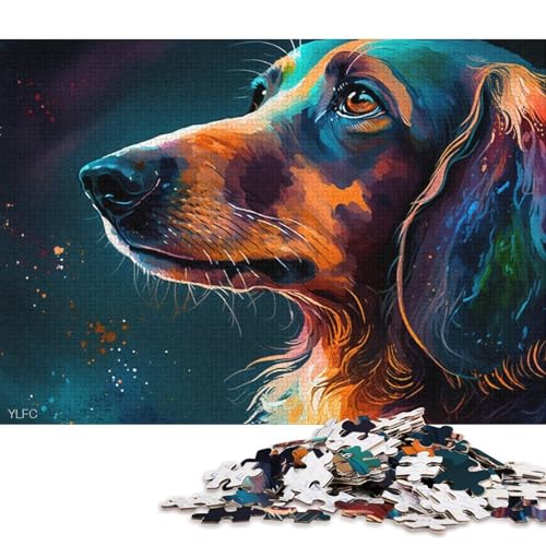 Lustiges Puzzle für Erwachsene, 1000 Teile, Bunte Dackel-Puzzles für Karton, Puzzles zur Heimdekoration, Puzzle-Spielzeug (Größe 38 * 26 cm) von LiJianXXR