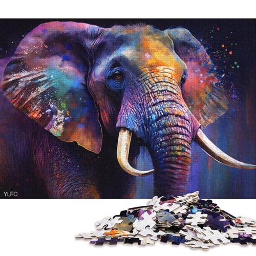 Lustiges Puzzle für Erwachsene, 1000 Teile, Bunte Elefanten-Puzzles für Karton, Puzzles zur Heimdekoration, Puzzle-Spielzeug (Größe 38 * 26 cm) von LiJianXXR