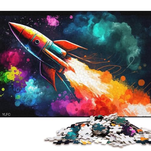 Lustiges Puzzle für Erwachsene, 1000 Teile, Bunte Raketen-Puzzles für Karton, Puzzles zur Heimdekoration, Puzzle-Spielzeug (Größe 38 * 26 cm) von LiJianXXR