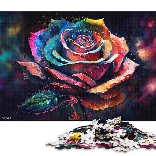 Lustiges Puzzle für Erwachsene, 1000 Teile, Bunte Rosen-Puzzles für Holzpuzzles, Heimdekorations-Puzzlespielzeug (Größe 75 * 50 cm) von LiJianXXR