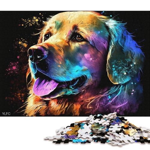 Lustiges Puzzle für Erwachsene, 1000 Teile, Golden Retriever-Hundepuzzle, Holzpuzzle, Heimdekoration, Puzzlespielzeug (Größe 75 * 50 cm) von LiJianXXR