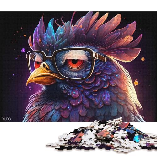 Lustiges Puzzle für Erwachsene, 1000 Teile, Hahn mit Brille, Puzzle für Karton, Puzzles, Heimdekoration, Puzzle-Spielzeug (Größe 38 * 26 cm) von LiJianXXR