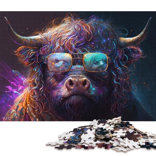 Lustiges Puzzle für Erwachsene, 1000 Teile, Yak mit Brille, Puzzle für Karton, Puzzles, Heimdekoration, Puzzle-Spielzeug (Größe 38 * 26 cm) von LiJianXXR