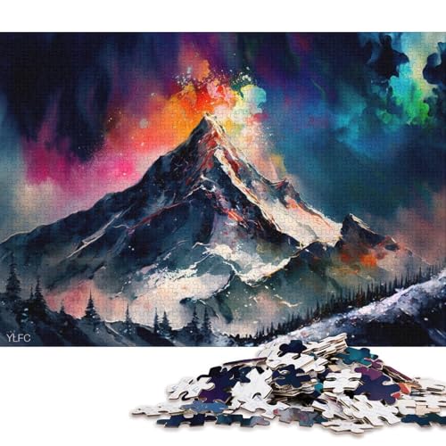 Lustiges Puzzle für Erwachsene, 1000 Teile, farbenfrohes, schneebedecktes Berg-Puzzle für Holzpuzzle, Heimdekoration, Puzzle-Spielzeug (Größe 75 * 50 cm) von LiJianXXR