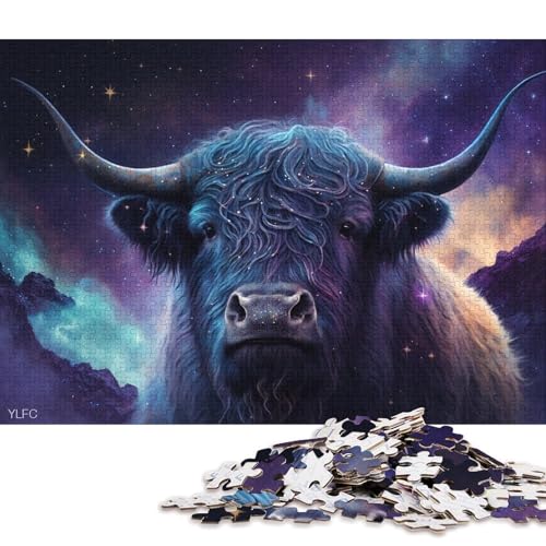 Lustiges Puzzle für Erwachsene, 1000 Teile, kosmisches Galaxie-Yak-Puzzle für Holzpuzzle, Heimdekoration, Puzzle-Spielzeug (Größe 75 * 50 cm) von LiJianXXR