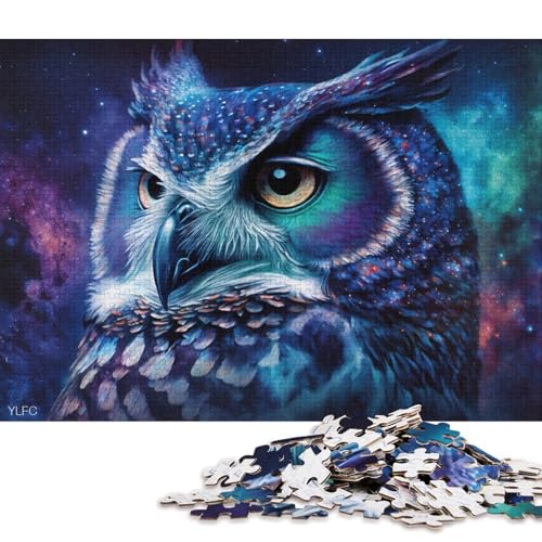 Lustiges Puzzle für Erwachsene, 1000 Teile, kosmisches Tier-Eulen-Puzzle, Holzpuzzle, Heimdekoration, Puzzle-Spielzeug (Größe 75 * 50 cm) von LiJianXXR