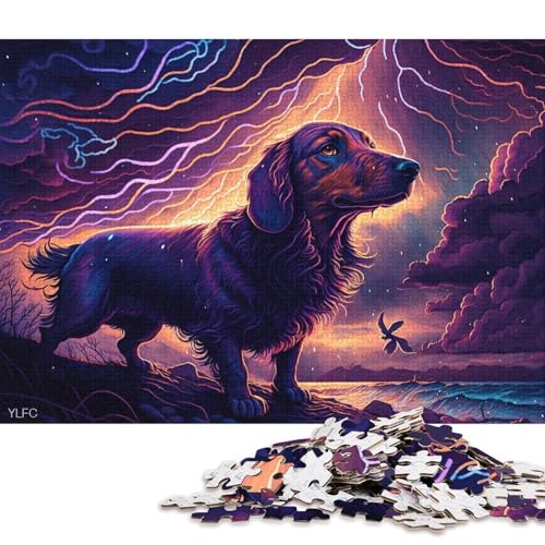 Lustiges Puzzle für Erwachsene, 1000-teiliges Kunst-Dackel-Puzzle für Holzpuzzle, Heimdekoration, Puzzle-Spielzeug (Größe 75 * 50 cm) von LiJianXXR