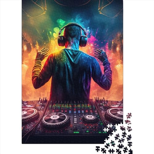 Neon dj Holzpuzzle Puzzles für Erwachsene und Teenager, lustige Puzzles für Erwachsene, 1000-teiliges Spielzeug, Denkspiel (Größe 75x50 cm) von LiJianXXR