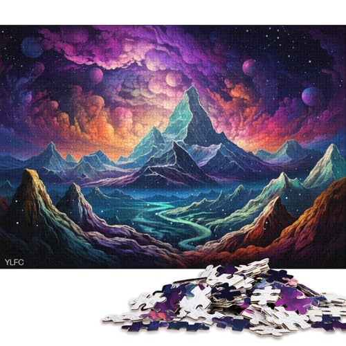 Puzzle, farbenfroher verschneiter Berg, 1000-teiliges Puzzle, Holzpuzzle für Erwachsene und Kinder ab 12 Jahren, zum Stressabbau 75x50cm/1000 Teile von LiJianXXR