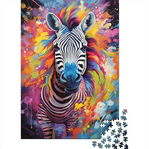 Puzzle, farbenfrohes psychedelisches Gemälde, Zebra-Puzzle für Erwachsene, 1000 Teile, Holzpuzzle für Erwachsene und Kinder ab 12 Jahren, tolles Geschenk für Erwachsene, 50 x 75 cm von LiJianXXR