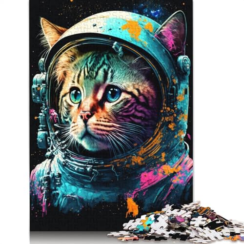 Puzzle 1000 Teile, Astronautenkatze, Puzzle für Erwachsene, Holzpuzzle, tolles Geschenk für Erwachsene, 75 x 50 cm von LiJianXXR