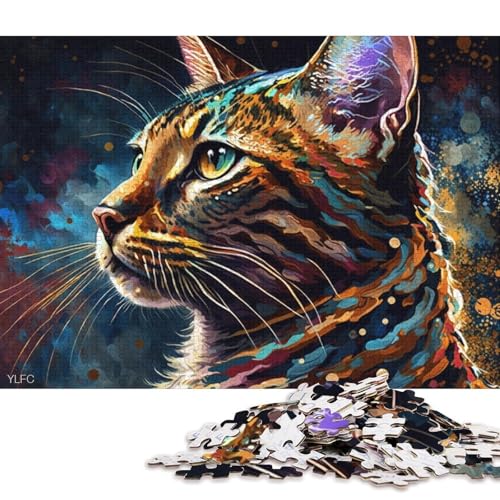 Puzzle 1000 Teile, Bunte Bengalkatze, Puzzle für Erwachsene, Puzzle aus Pappe, Lernspiele, Heimdekorationspuzzle. (Größe 38 * 26 cm) von LiJianXXR