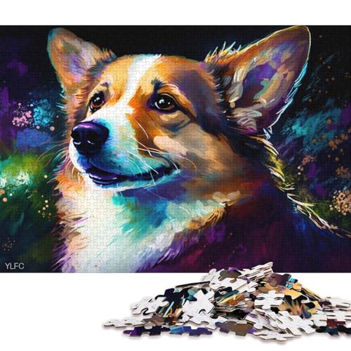 Puzzle 1000 Teile, Bunte Corgi-Puzzles für Erwachsene und Kinder, Papppuzzle, Lernpuzzle, Familienspiel (Größe 38 * 26 cm) von LiJianXXR