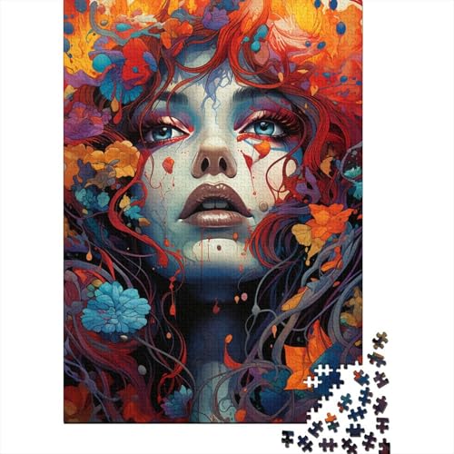 Puzzle 1000 Teile, Bunte psychedelische Hexe, Puzzle für Erwachsene und Kinder, Holzpuzzle, pädagogisches Stressabbau-Spielzeug, Puzzle, 50 x 75 cm von LiJianXXR