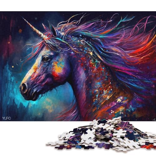 Puzzle 1000 Teile, Buntes Einhorn-Puzzle für Erwachsene und Kinder, Holzpuzzle, Lernpuzzle, Familienspiel (Größe 75 * 50 cm) von LiJianXXR