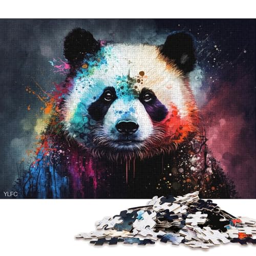 Puzzle 1000 Teile, Buntes Panda-Puzzle für Erwachsene und Kinder, Holzpuzzle, Lernpuzzle, Familienspiel (Größe 75 * 50 cm) von LiJianXXR