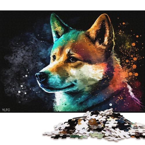 Puzzle 1000 Teile, Buntes Shiba Inu-Puzzle für Erwachsene und Kinder, Holzpuzzle, Lernpuzzle, Familienspiel (Größe 75 * 50 cm) von LiJianXXR