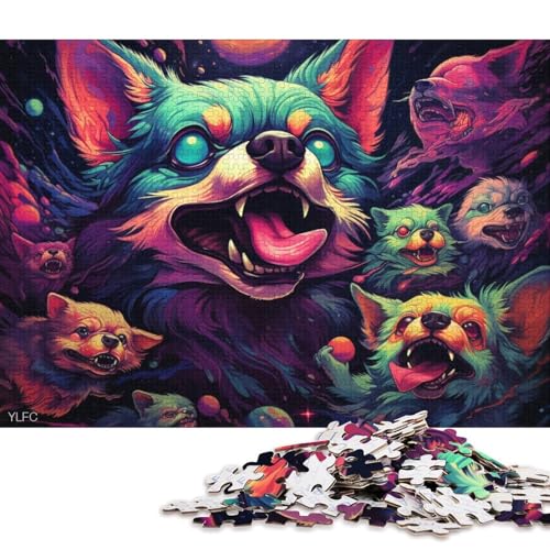 Puzzle 1000 Teile, Chihuahua im Weltraum, Puzzle für Erwachsene, Kartonpuzzle, Puzzle für Erwachsene, Lernspiel, Herausforderungsspielzeug 38x26cm/1000 Stück von LiJianXXR