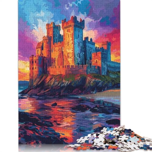 Puzzle 1000 Teile, Farbiges Castell Caernarfon Puzzle für Erwachsene, Holzpuzzle, Tolles Geschenk für Erwachsene, 75 x 50 cm von LiJianXXR