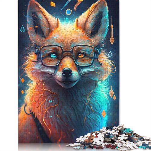 Puzzle 1000 Teile, Fuchs mit Brille, für Erwachsene und Kinder, Kartonpuzzle, Lernspiel, Größe: 38 x 26 cm von LiJianXXR