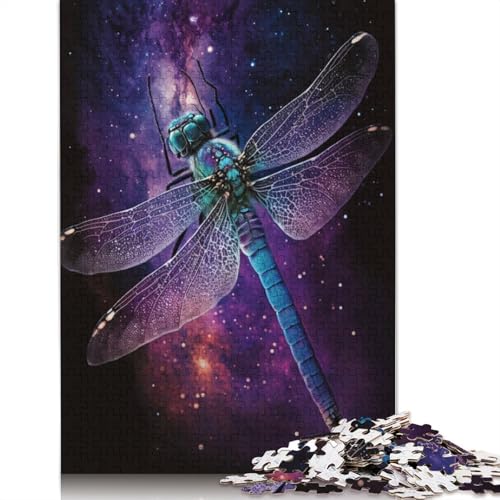 Puzzle 1000 Teile, Galaxie-Libellen-Puzzle für Erwachsene, Holzpuzzle, Lernspiel, Herausforderungsspielzeug (Größe 75 x 50 cm) von LiJianXXR