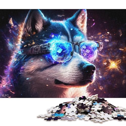 Puzzle 1000 Teile, Husky, magisches Tierpuzzle für Kinder, Holzpuzzle, tolles Geschenk für Erwachsene (Größe 75 * 50 cm) von LiJianXXR