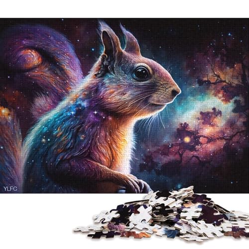 Puzzle 1000 Teile, Kosmisches Eichhörnchen, Puzzle für Erwachsene und Kinder, Papppuzzle, Lernpuzzle, Familienspiel (Größe 38 * 26 cm) von LiJianXXR