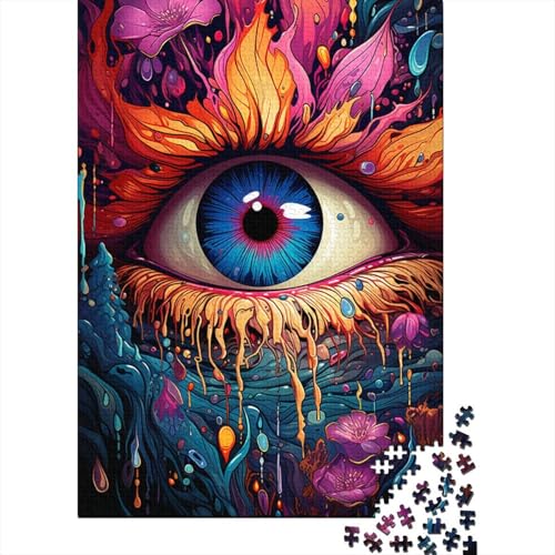 Puzzle 1000 Teile, Psychedelisches Gemälde, Augen, Puzzle für Kinder, Holzbrettpuzzle, tolles Geschenk für Erwachsene, 50 x 75 cm von LiJianXXR