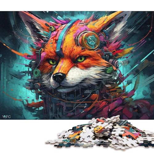 Puzzle 1000 Teile, Roboter-Farbfuchs, Puzzle für Erwachsene, Holzpuzzle, Puzzle für Erwachsene, Lernspiel, Herausforderungsspielzeug 75x50cm/1000 Stück von LiJianXXR