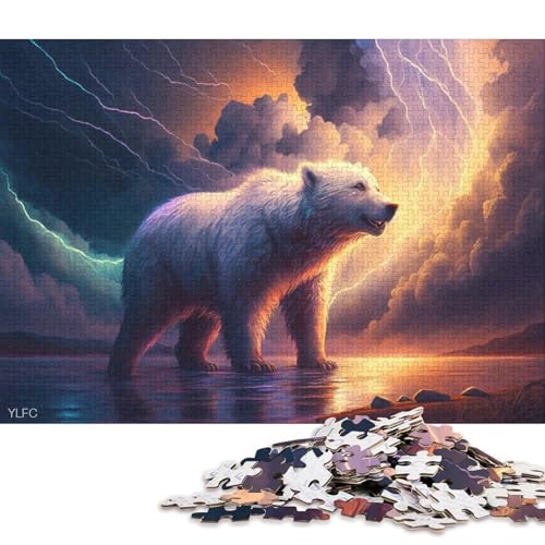 Puzzle 1000 Teile, Tierkunst, Eisbär, Puzzle für Erwachsene, Kartonpuzzle, Puzzle für Erwachsene, Lernspiel, Herausforderungsspielzeug 38x26cm/1000 Stück von LiJianXXR