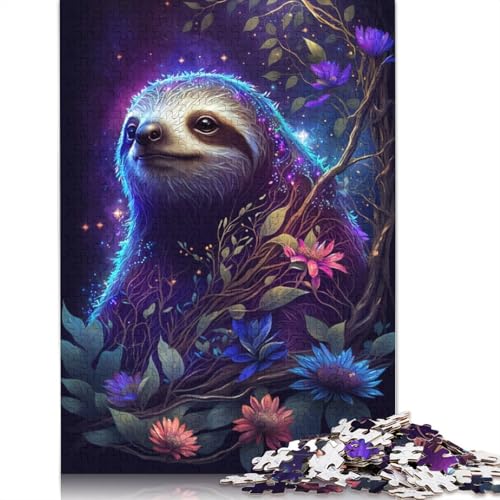 Puzzle 1000 Teile, Traum-Faultier-Blumen-Puzzle für Erwachsene und Kinder, Kartonpuzzle, pädagogisches Spielzeug zum Stressabbau, Puzzlegröße: 38 x 26 cm von LiJianXXR