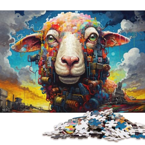 Puzzle 1000 Teile, bunter Schafroboter, Puzzle für Erwachsene, Holzpuzzle, Lernspiel 75x50cm/1000 Stück von LiJianXXR