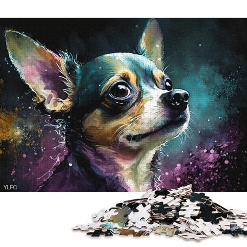 Puzzle 1000 Teile, buntes Chihuahua-Gemälde, Puzzle für Erwachsene, Puzzle aus Pappe, Lernspiele, Heimdekorationspuzzle. (Größe 38 * 26 cm) von LiJianXXR