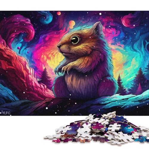 Puzzle 1000 Teile, buntes Eichhörnchen-Puzzle für Erwachsene und Kinder, Kartonpuzzle, Heimdekorationspuzzle 38x26cm/1000 Teile von LiJianXXR