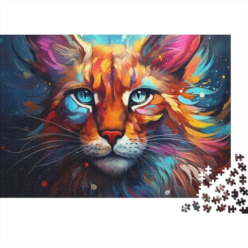 Puzzle 1000 Teile, buntes Rotluchs-Gemälde, Puzzle für Erwachsene, Holzpuzzle, Puzzle für Erwachsene, Lernspiel, Herausforderungsspielzeug, 50 x 75 cm von LiJianXXR