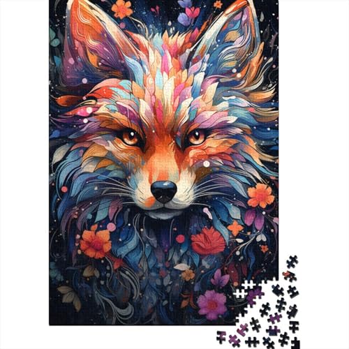 Puzzle 1000 Teile, farbenfrohes psychedelisches Galaxie-Fuchs-Puzzle für Erwachsene, anspruchsvolles Holzpuzzle, 50 x 75 cm von LiJianXXR