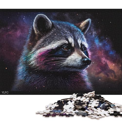 Puzzle 1000 Teile, kosmisches Galaxie-Waschbär-Puzzle für Erwachsene und Kinder, Holzpuzzle, Lernpuzzle, Familienspiel (Größe 75 * 50 cm) von LiJianXXR