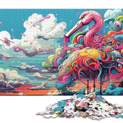 Puzzle 1000 Teile Flamingo-Tierroboter-Puzzle für Erwachsene, Kartonpuzzle, Puzzle für Erwachsene, Lernspiel, Herausforderungsspielzeug 38x26cm/1000 Stück von LiJianXXR