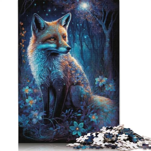 Puzzle 1000 Teile Fuchs-Blumen-Galaxie-Puzzle für Erwachsene und Kinder, Papppuzzle, pädagogisches Spielzeug zum Stressabbau, Puzzlegröße: 38 x 26 cm von LiJianXXR