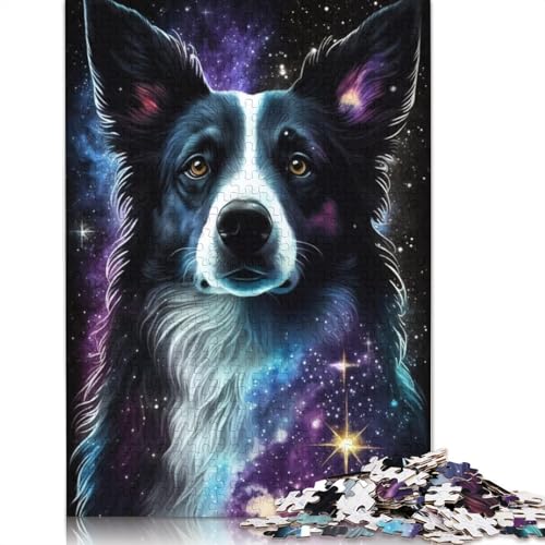 Puzzle 1000 Teile Galaxy Star Border Collie Puzzles für Holzpuzzle Heimdekoration Puzzles (Größe 75 x 50 cm) von LiJianXXR