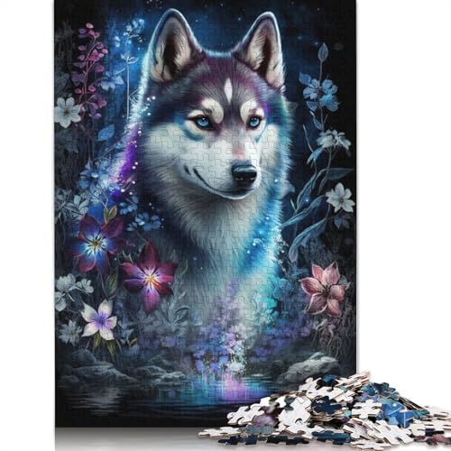 Puzzle 1000 Teile Husky Flower Galaxy Puzzles für Erwachsene und Kinder, Papppuzzles, pädagogisches Spielzeug zum Stressabbau, Puzzlegröße: 38 x 26 cm von LiJianXXR