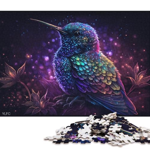 Puzzle 1000 Teile Kolibri im Wald, Puzzle für Kinder, Holzpuzzle, tolles Geschenk für Erwachsene (Größe 75 * 50 cm) von LiJianXXR