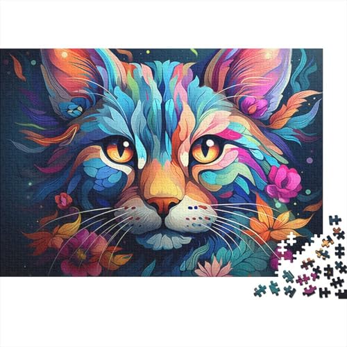 Puzzle 1000 Teile Puzzle für Erwachsene und Kinder, farbenfrohes psychedelisches Dschungel-Luchs-Puzzle für Erwachsene, Holzbrett-Puzzle, anspruchsvolles Spiel, 50 x 75 cm von LiJianXXR