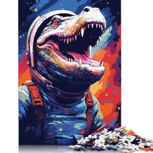 Puzzle 1000 Teile für Erwachsene, Astronauten-Krokodil, Puzzles für Erwachsene und Kinder, Kartonpuzzle, Spielzeug, Denkspiel, 38 x 26 cm von LiJianXXR