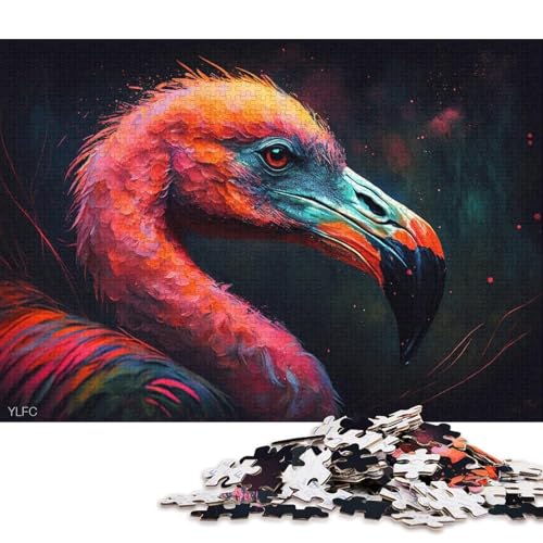 Puzzle 1000 Teile für Erwachsene, Bunte Flamingos, Puzzle aus Holz, Puzzlespielzeug, Wanddekoration (Größe 75 * 50 cm) von LiJianXXR