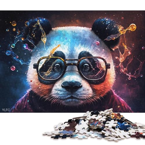 Puzzle 1000 Teile für Erwachsene, Bunter Panda mit Brille, Puzzle für Kinder, Papppuzzle, tolles Geschenk für Erwachsene (Größe 38 * 26 cm) von LiJianXXR