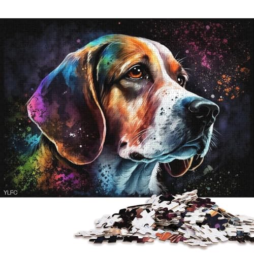 Puzzle 1000 Teile für Erwachsene, Buntes Beagle-Puzzle für Erwachsene, Holzpuzzle, Familiendekoration von LiJianXXR