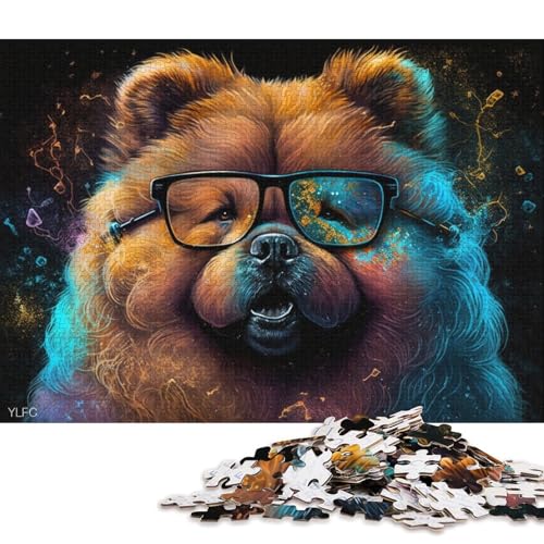 Puzzle 1000 Teile für Erwachsene, Chow-Chow mit Brille, Puzzle für Erwachsene, Puzzle aus Karton, Lernspielzeug (Größe 38 * 26 cm) von LiJianXXR